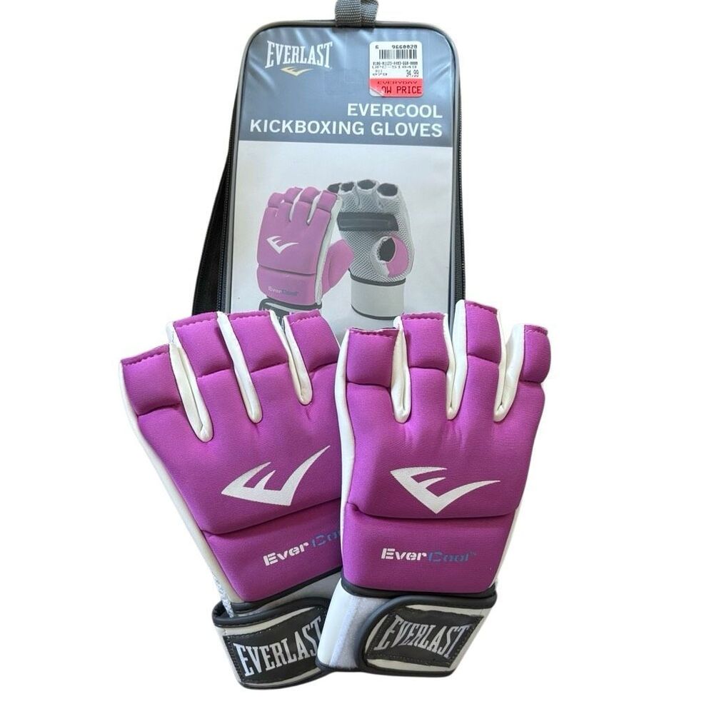 Everlast EverCool Kickboxing Gloves Pink White Open Box New